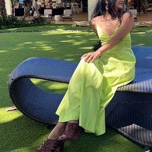 Zara green poplin maxi dress